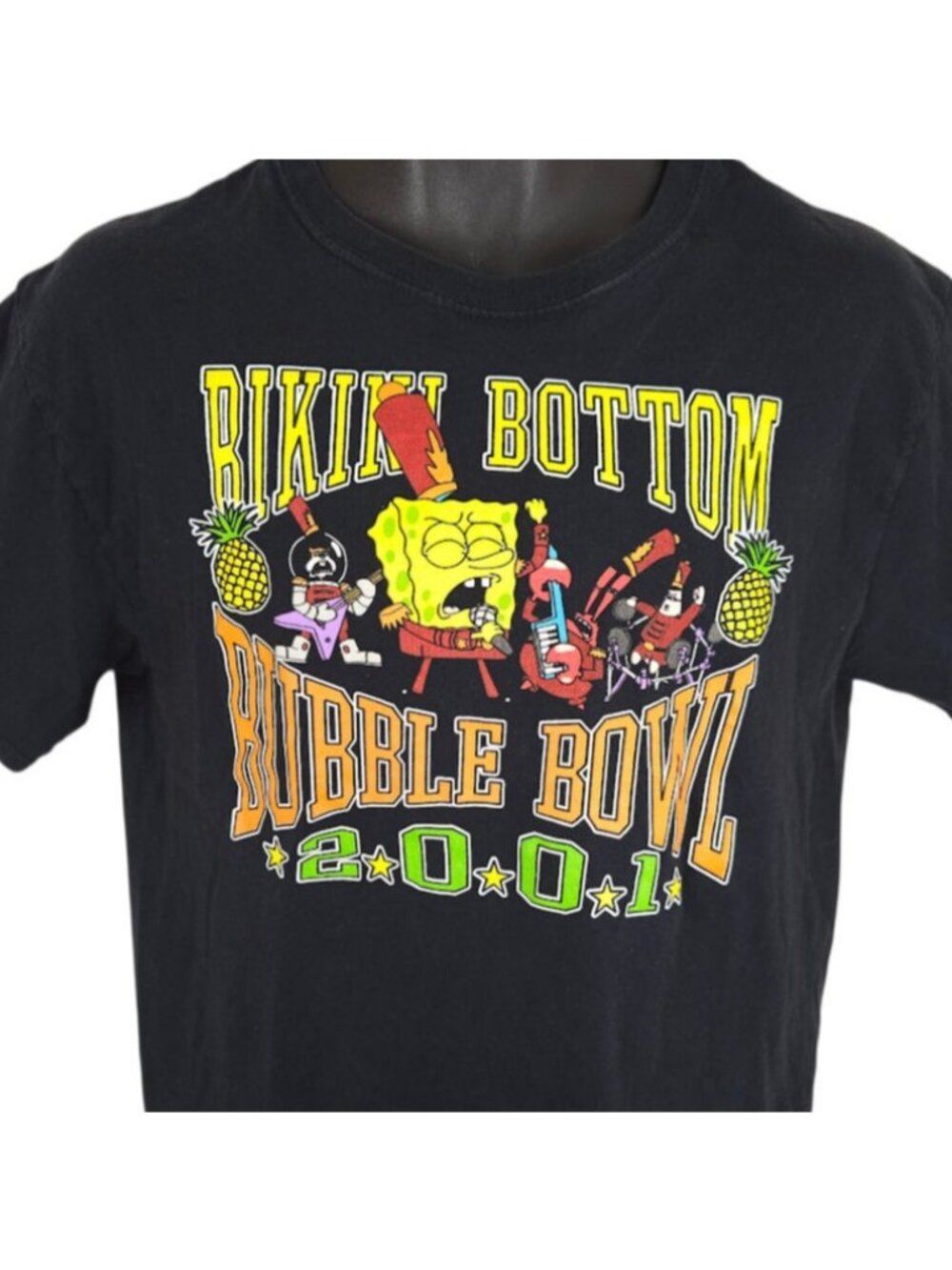 SpongeBob SquarePants T Shirt Mens Size Small Black Bikini Bottom Bubble Bowl